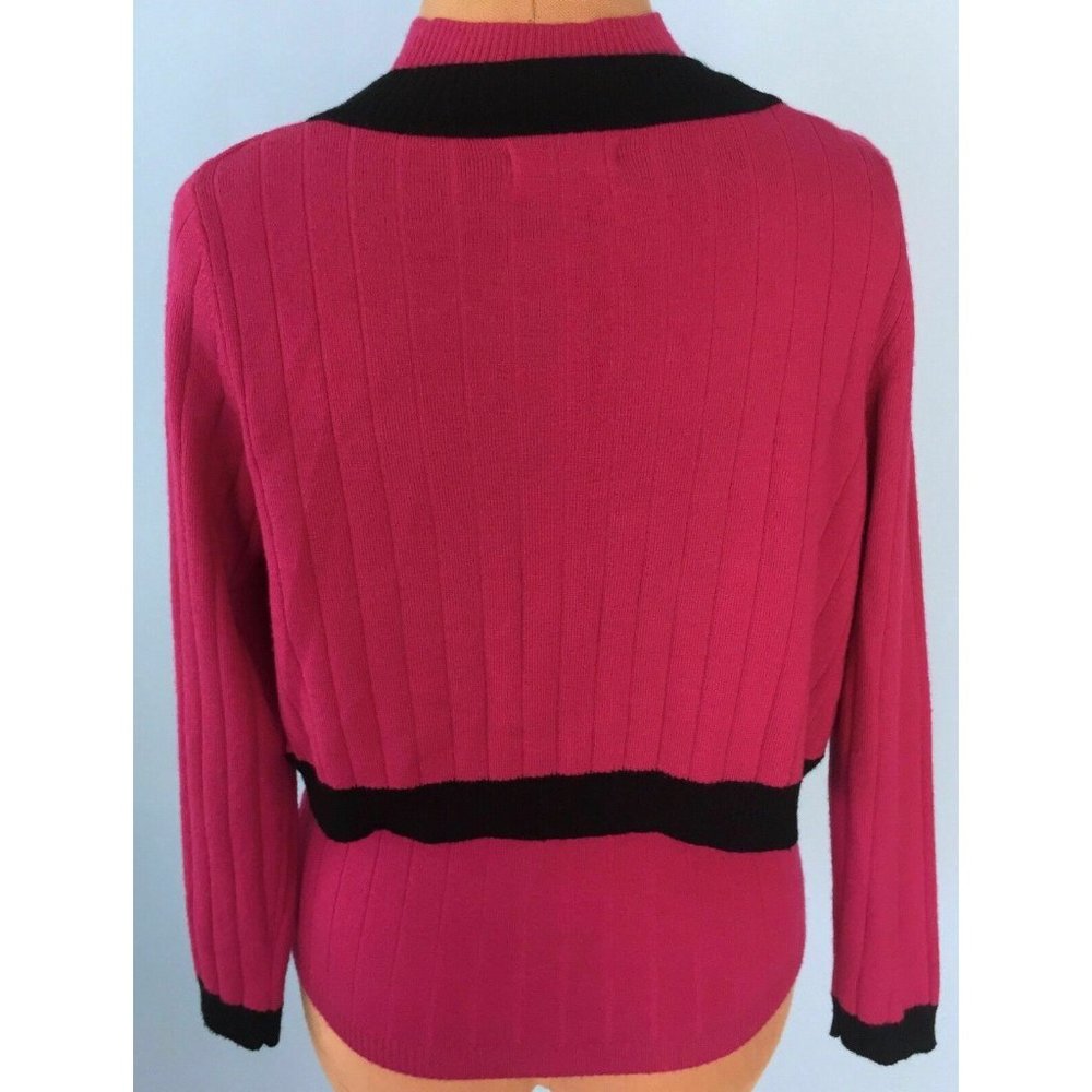 Juliana Women's Cardigan Sweater + Blouse Set Knit Embellished Fucsia Black S - Picture 9 of 12